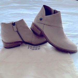 Eileen Fischer Billie Sand Suede Low Heel Booties